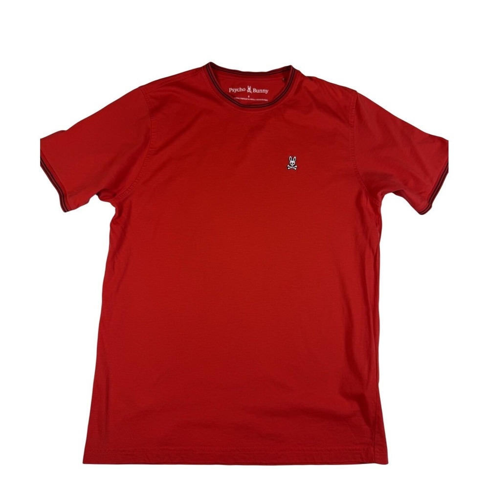 Psycho Bunny Logan Ruby Red Men's Tee‎ Shirt B6U137X1PC-RBRD Sz 6 (Large) EUC